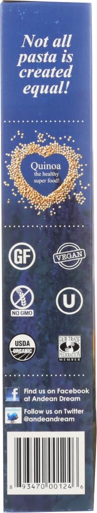 Andean Dream Gluten-Free Organic Quinoa Macaroni Pasta, 8 oz, Pack of 12