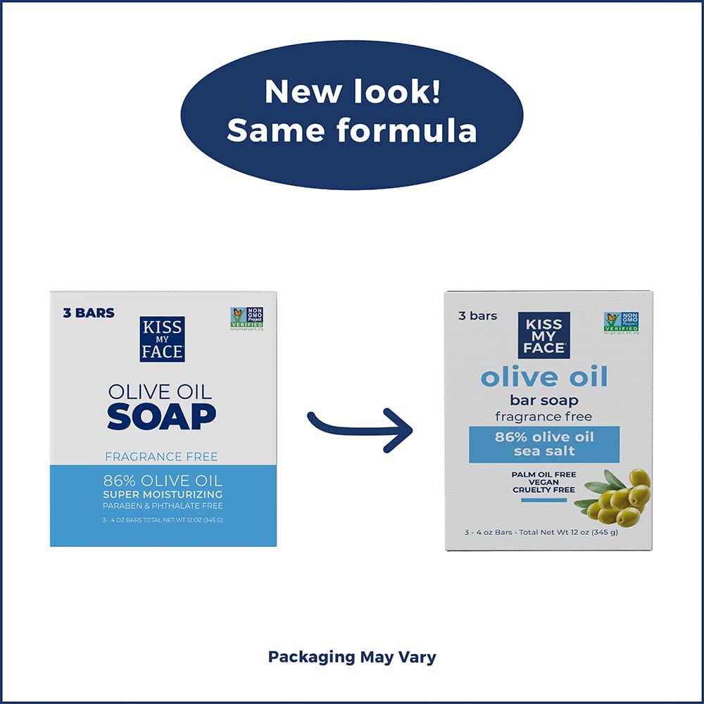 Kiss My Face Jabón en barra sin fragancia de aceite de oliva puro - 8 oz