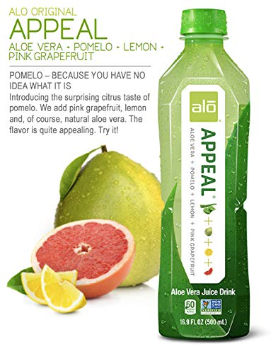 Alo Appeal Aloe Vera Juice Drink, Pomelo Lemon & Pink Grapefruit, 16.9 fl oz., Pack of 12