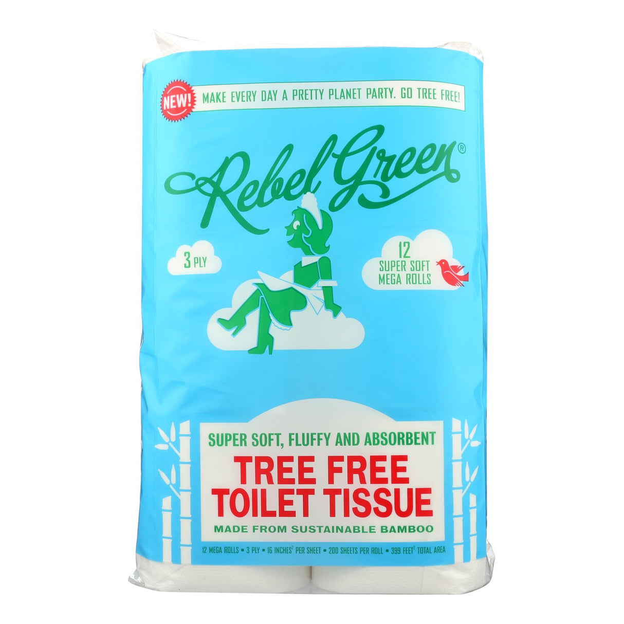 Rebel Green Toilet Tissue, Tree Free, Case of 8 - Cozy Farm