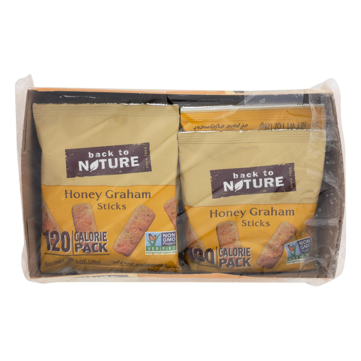 Back To Nature Honey Graham Sticks - Individually Wrapped - Graham Flour and Honey - Case of 4 - 1 Oz. - Cozy Farm 