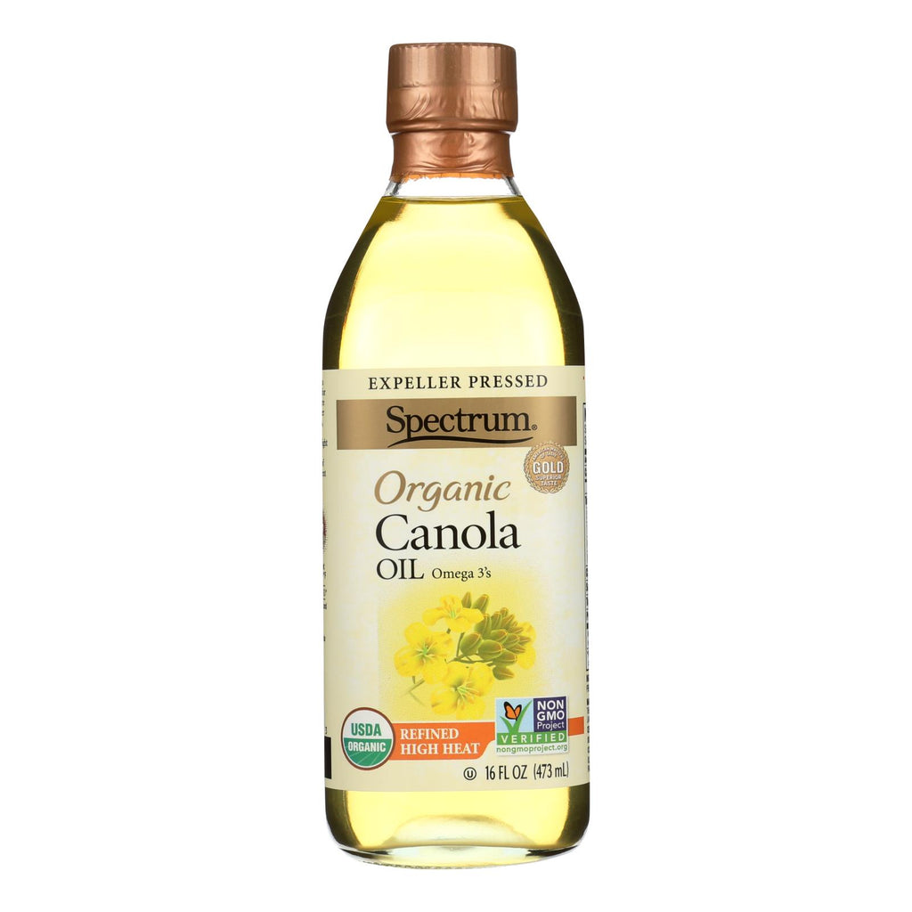 Spectrum Naturals Organic Refined Canola Oil - Case of 12 - 16 Fl Oz. Bottles - Cozy Farm 