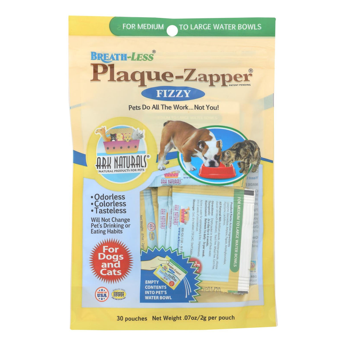 Ark Naturals Breathless Plaque-Zapper Fizzy Dental Treats for Medium to Large Pets (30) - Cozy Farm