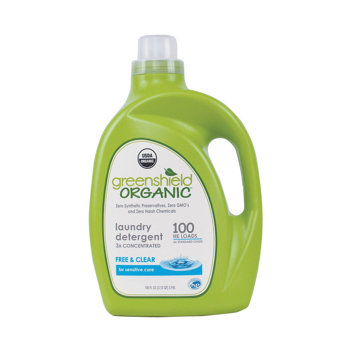 Green Shield Organic Laundry Detergent - Free and Clear, 2 x 100 Fl Oz - Cozy Farm