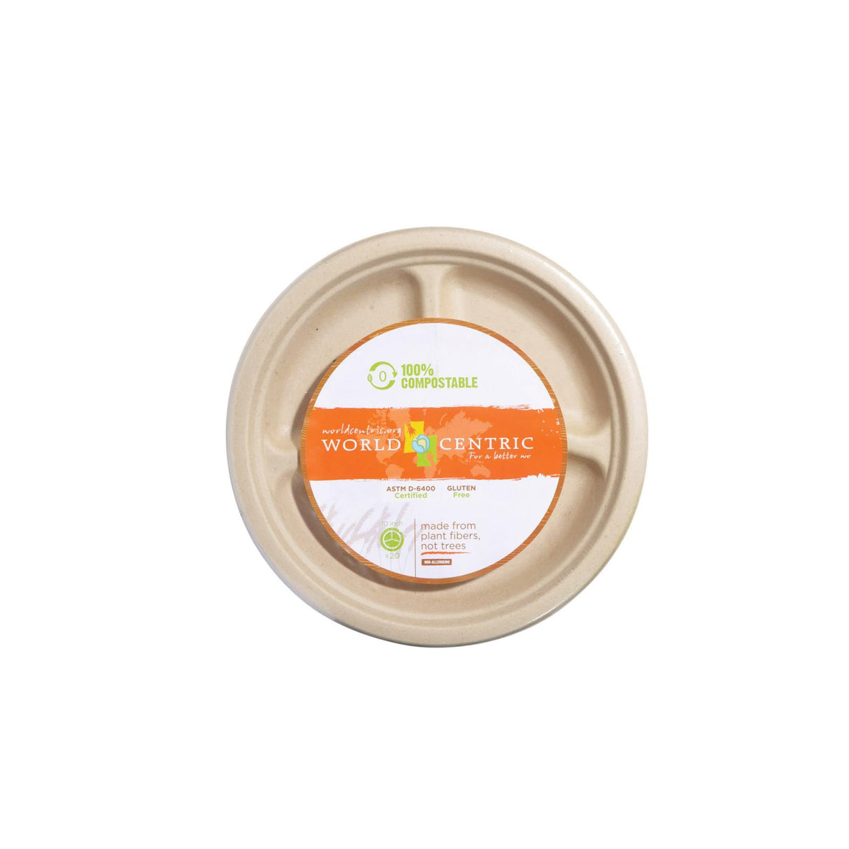 World Centric Compartment Plate - 20 Count (Case of 12) - Cozy Farm