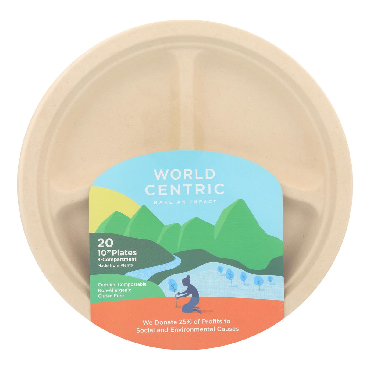 World Centric Compartment Plate - 20 Count (Case of 12) - Cozy Farm