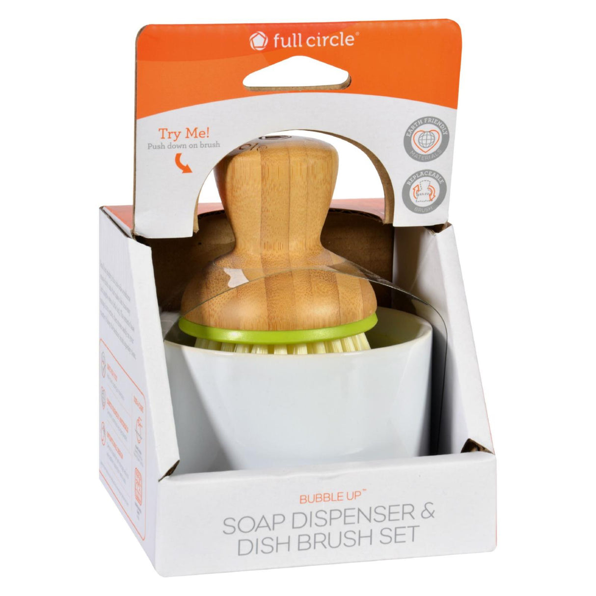 Full Circle Bubble Up Brush with Soap Dish - White (Pack of 4) - Cozy Farm