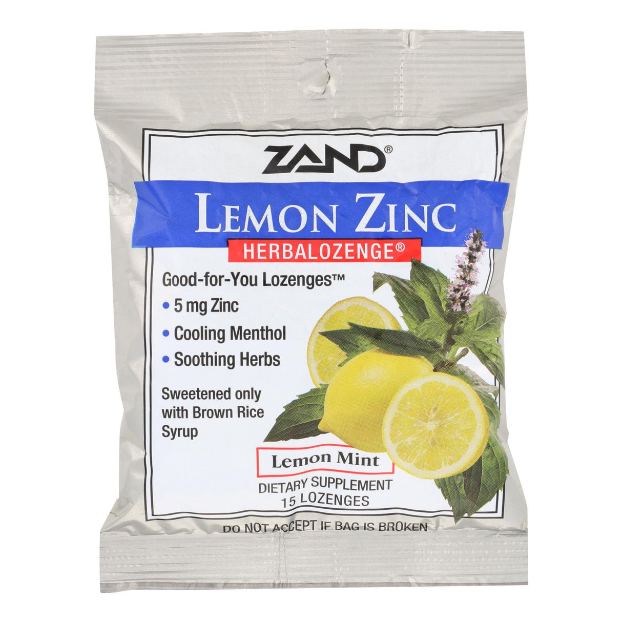 Zand Herbalozenge Lemon Zinc Immune Support Supplement 15 Lozenges - Cozy Farm