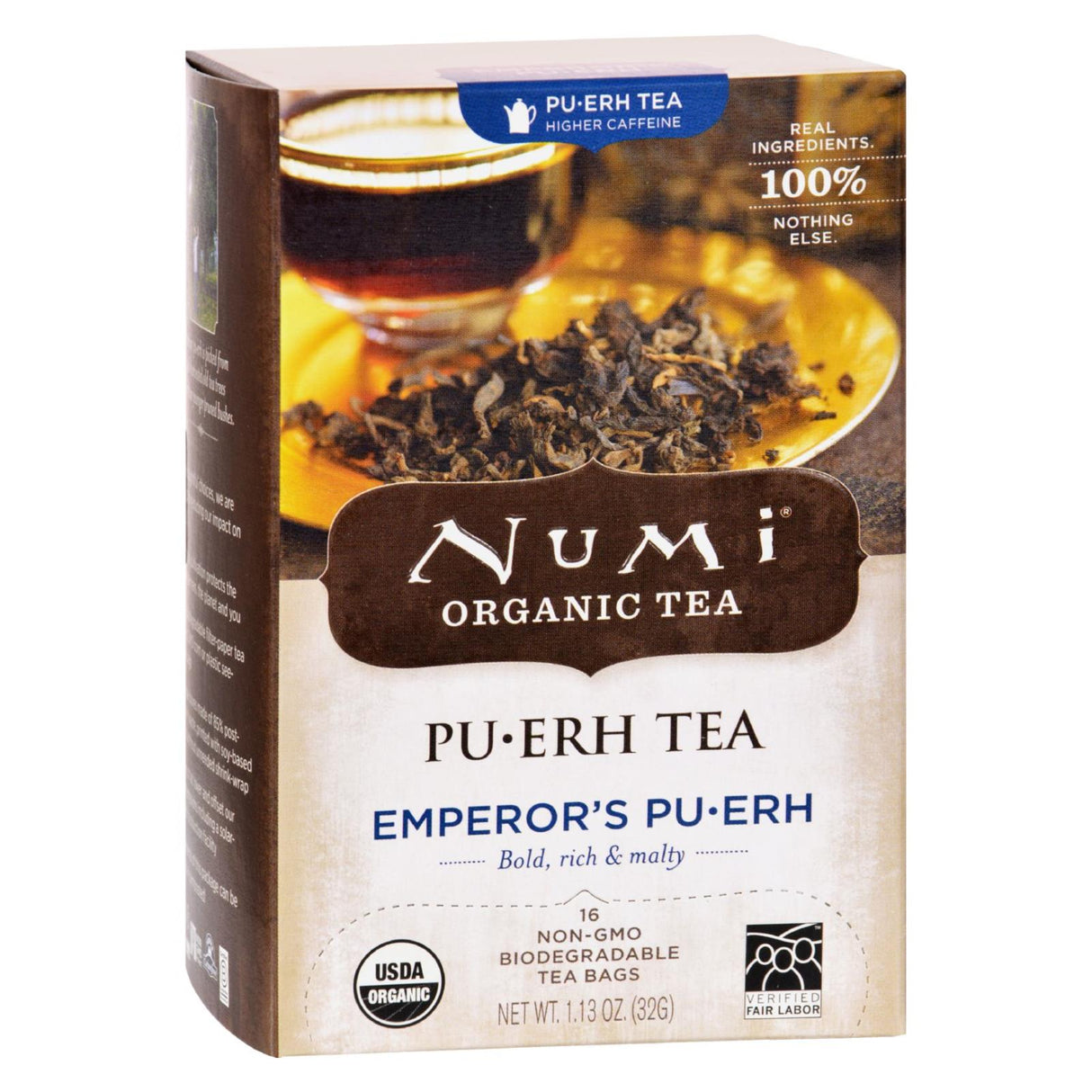 Numi Emperor's Puerh Black Tea, Pack of 6 Boxes with 16 Tea Bags Each - Cozy Farm