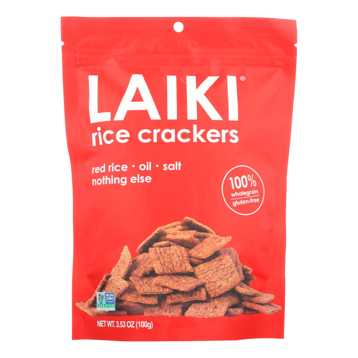 Laiki Red Rice Crackers (Pack of 8, 3.5 oz) - Crunchy, Wholesome Goodness (Vegan, Gluten-Free) - Cozy Farm
