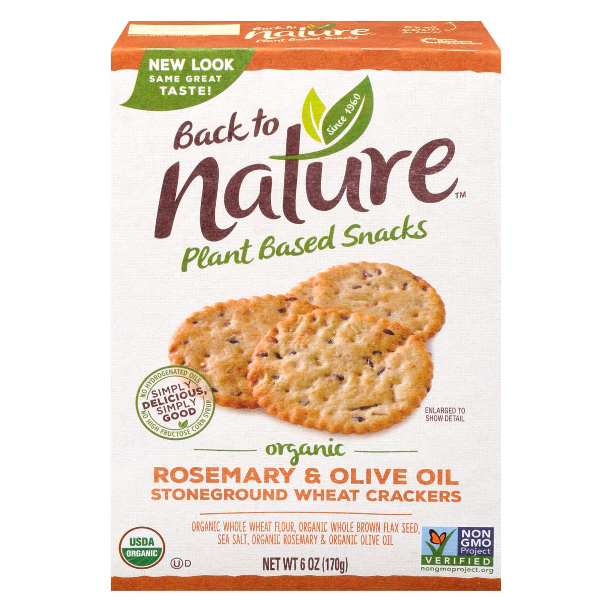 Back to Nature Rosemary & Olive Oil Stoneground Wheat Crackers - 6 Oz. - Cozy Farm 