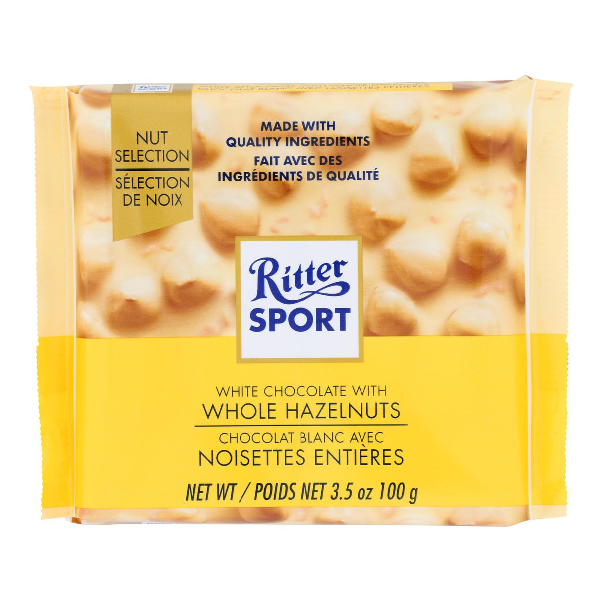 Ritter Sport Chocolate Bar - White Chocolate - Whole Hazelnuts - 3.5 Oz Bars - Case Of 10 - Cozy Farm