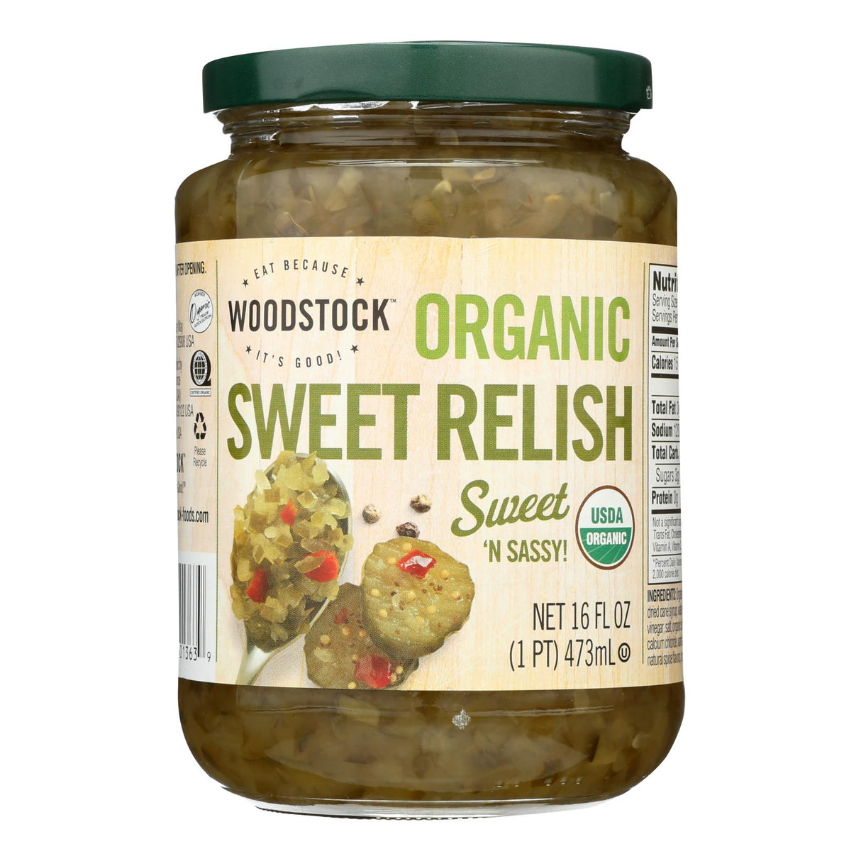 Woodstock Organic Sweet Relish, 16 Oz (Pack of 12) - Cozy Farm