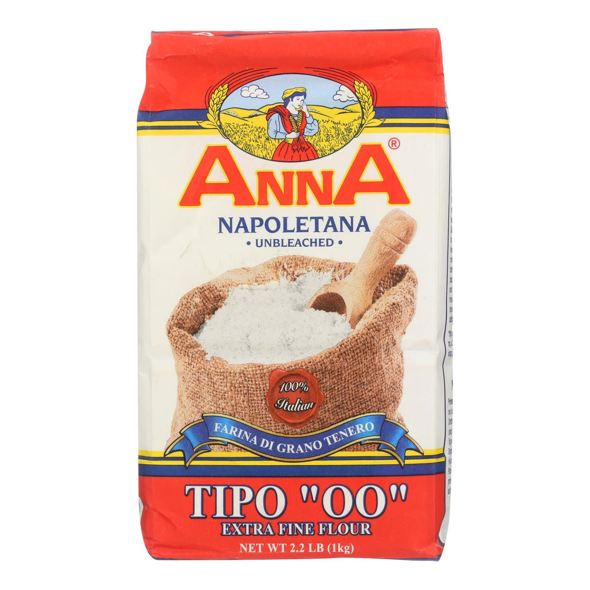 Anna Extra Fine Flour, Case of 10 - Anna 00 Flour - 2.2 lb x 10 - Cozy Farm