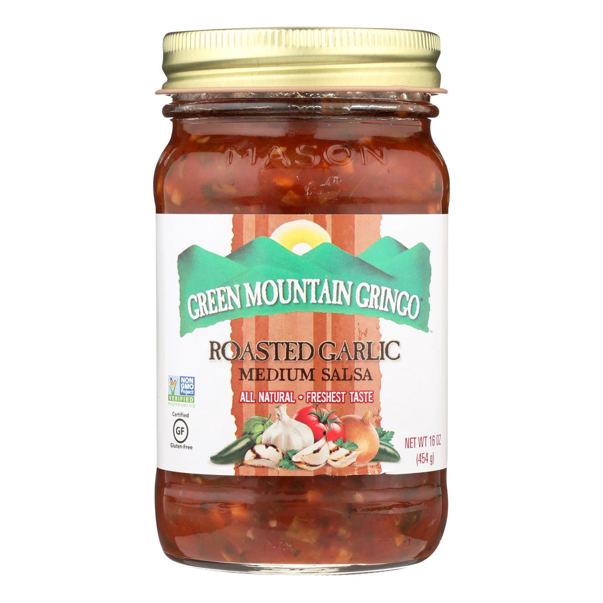 Green Mountain Gringo Medium Garlic Salsa, 16 Oz (Case of 12) - Cozy Farm 