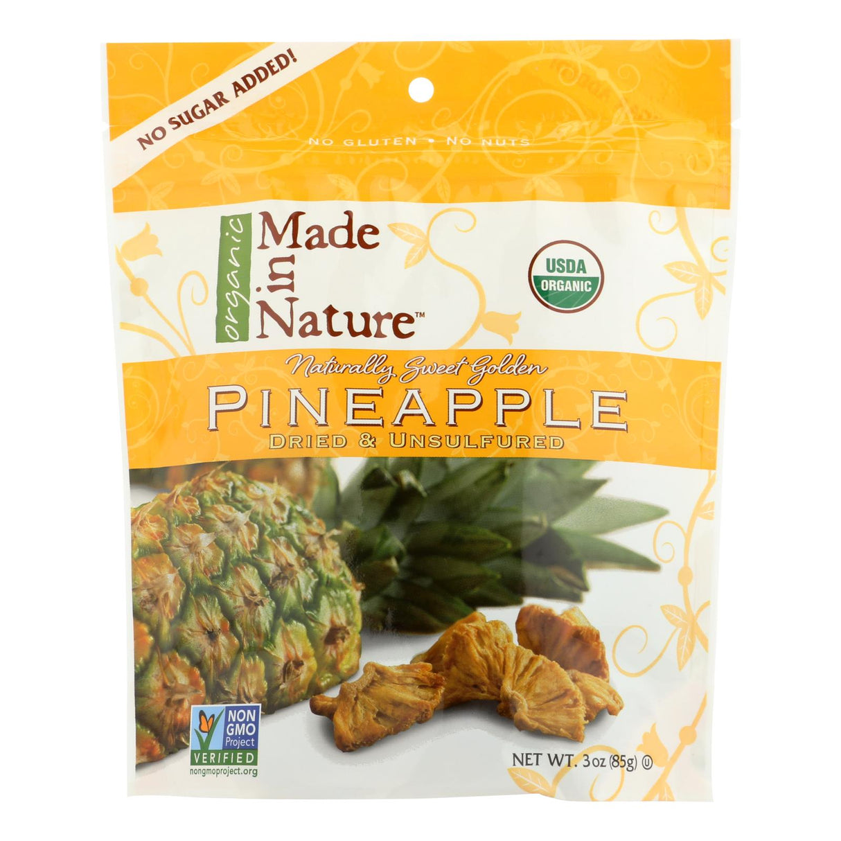 Made In Nature Organic Golden Pineapple Dried Fruit (Pack of 6 - 3 Oz.) - Cozy Farm