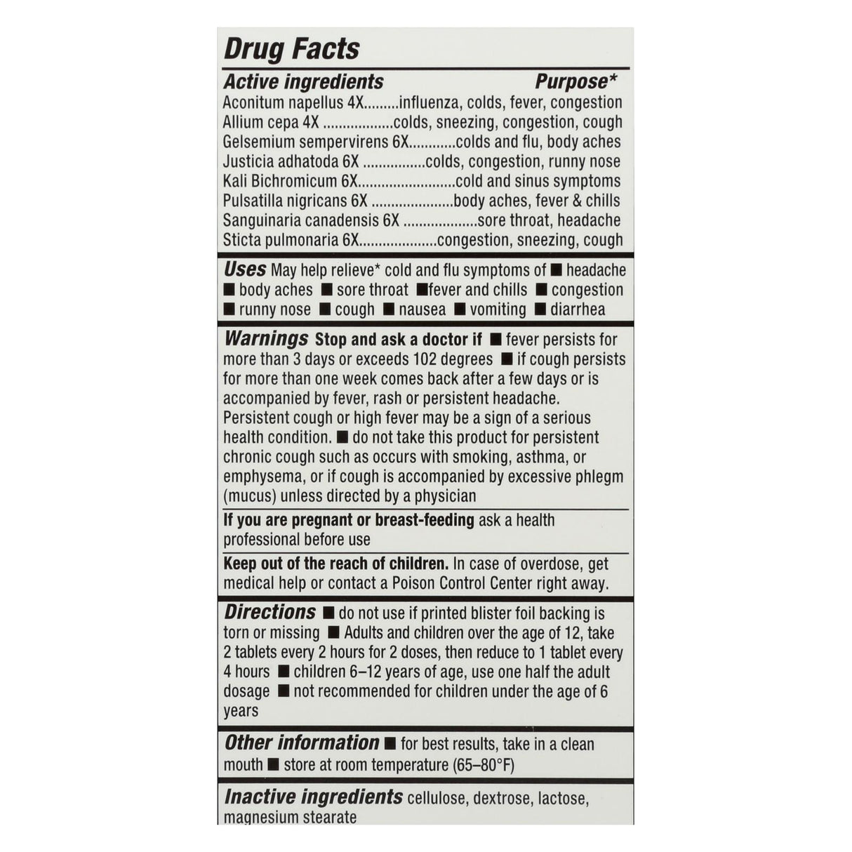 Natrabio Cold and Flu Relief, Non-Drowsy, 60 Tablets - Cozy Farm