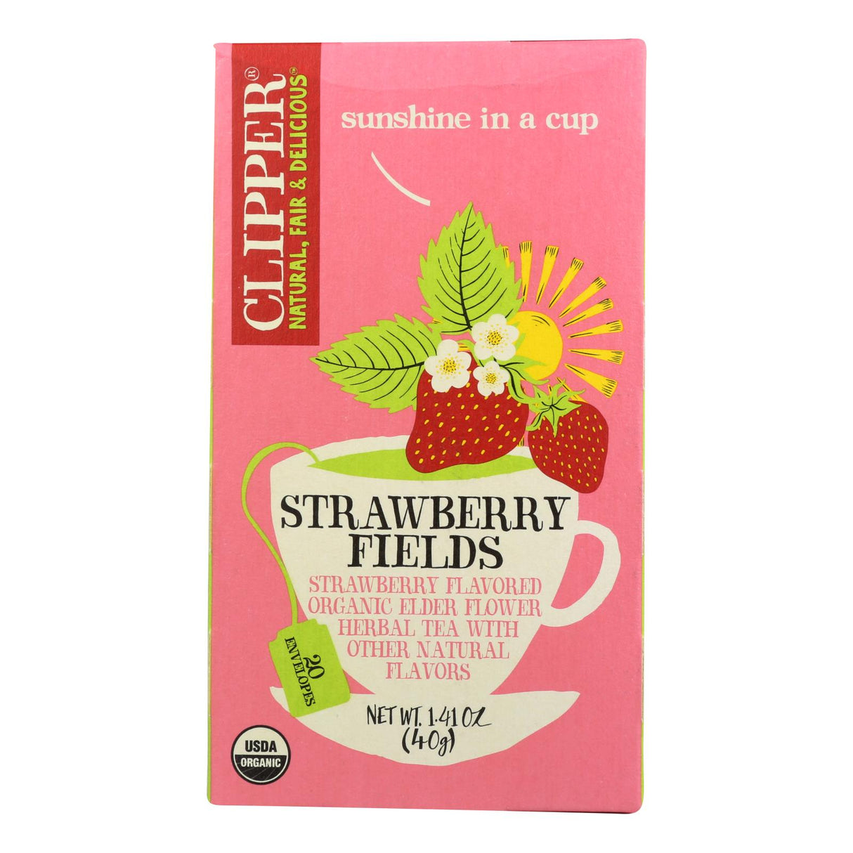 Clipper Strawberry Fields Organic Black Tea Bags (Pack of 6, 20 Bags) - Cozy Farm