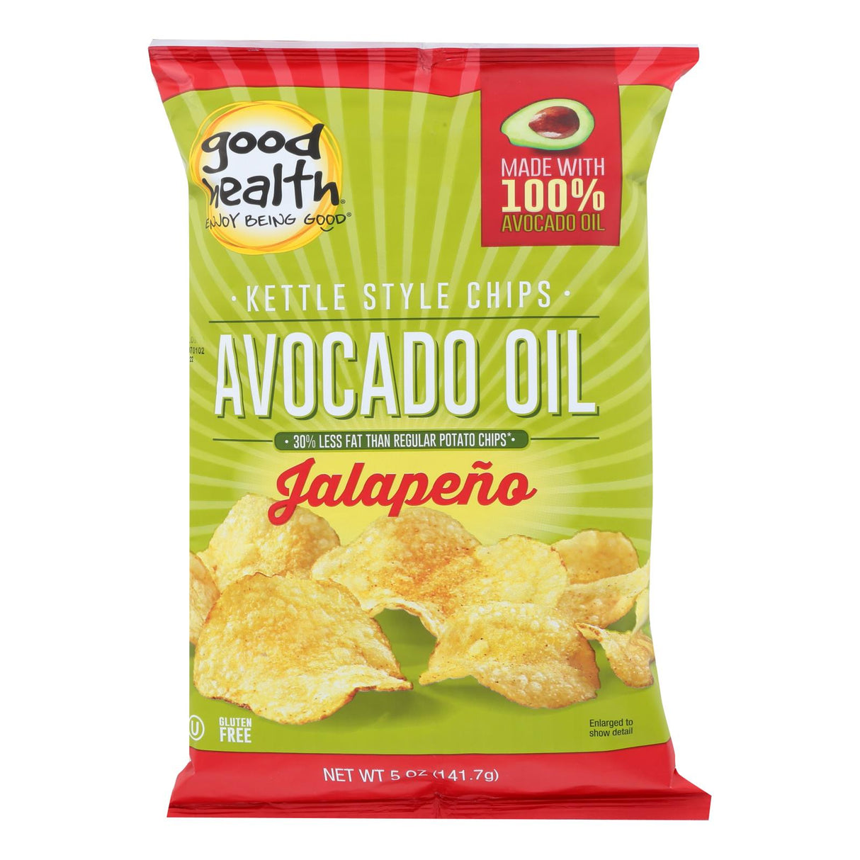 Good Health Kettle Chips: Avocado Oil Jalapeno, 5 Oz (Pack of 12) - Cozy Farm