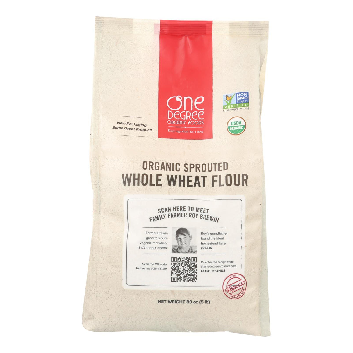 One Degree Organic Foods Organic Whole Wheat Flour, Case of 4 - 80 Oz. Bags - Cozy Farm