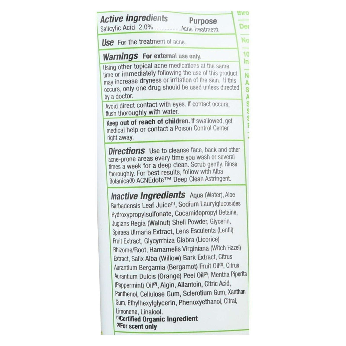 Alba Botanica Natural Acnedote 2% Salicylic Acid Exfoliating Face and Body Scrub (8 Fl Oz) - Cozy Farm