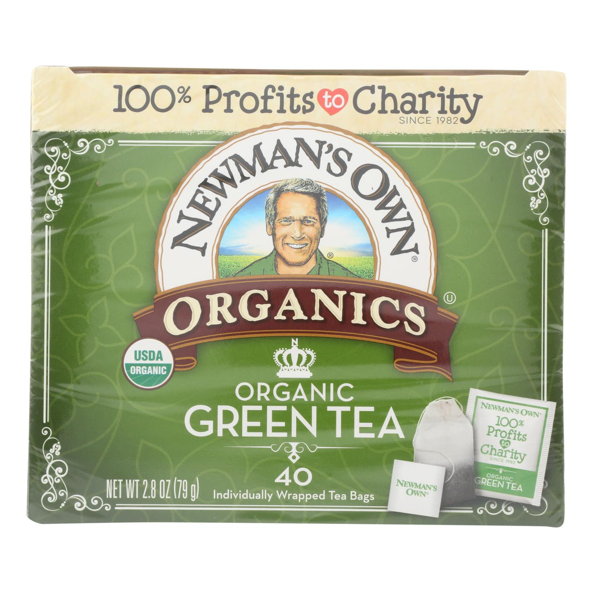 Newman's Own Organics Organic Green Tea, 40 Bags per Box (Case of 6) - Cozy Farm