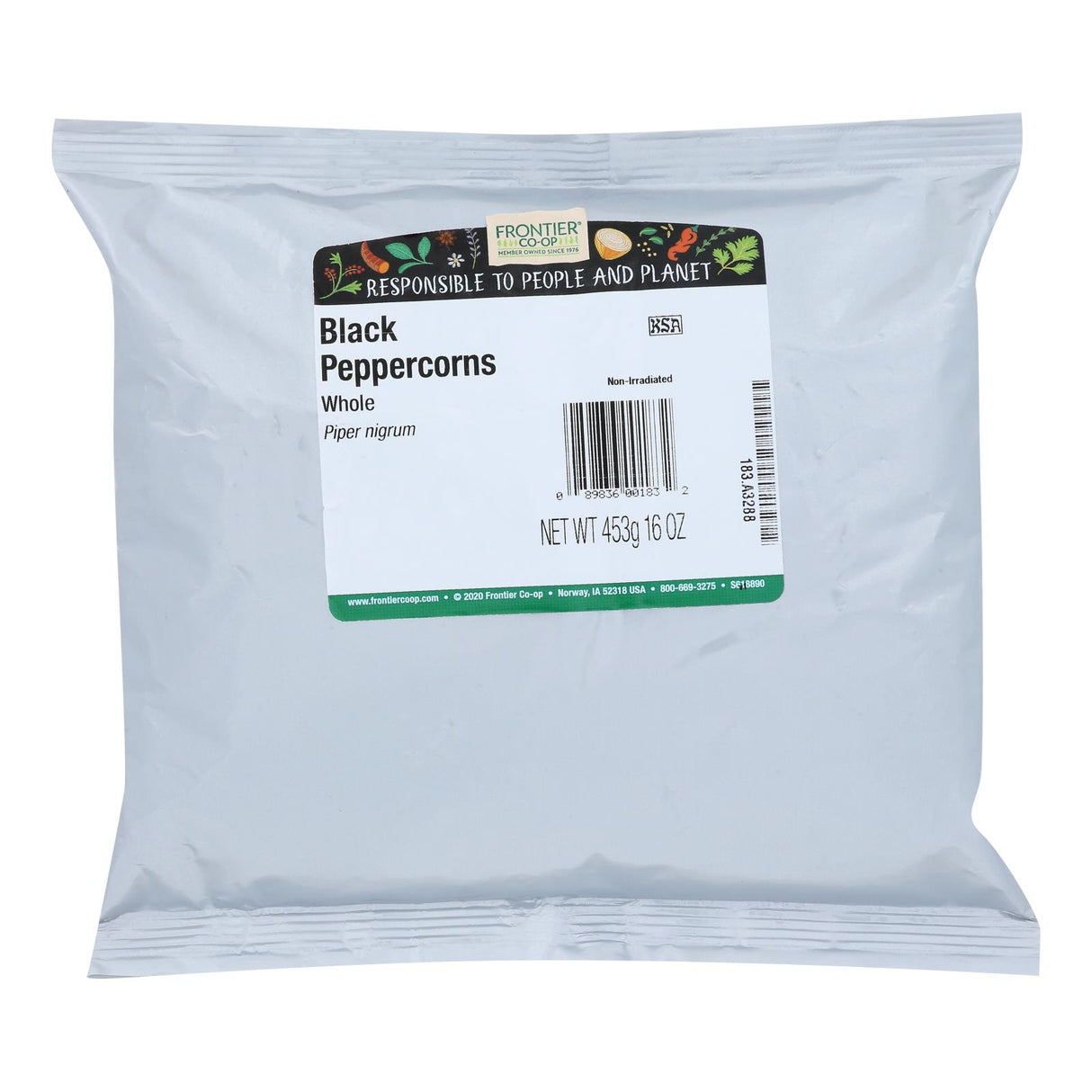 Frontier Co-op Black Peppercorns, Coarsely Ground - 1lb - Cozy Farm