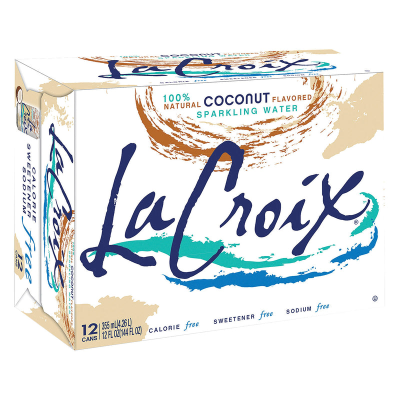 Lacroix Sparkling Water, Coconut Flavor, Case of 2, 12 fl oz Cans - Cozy Farm 