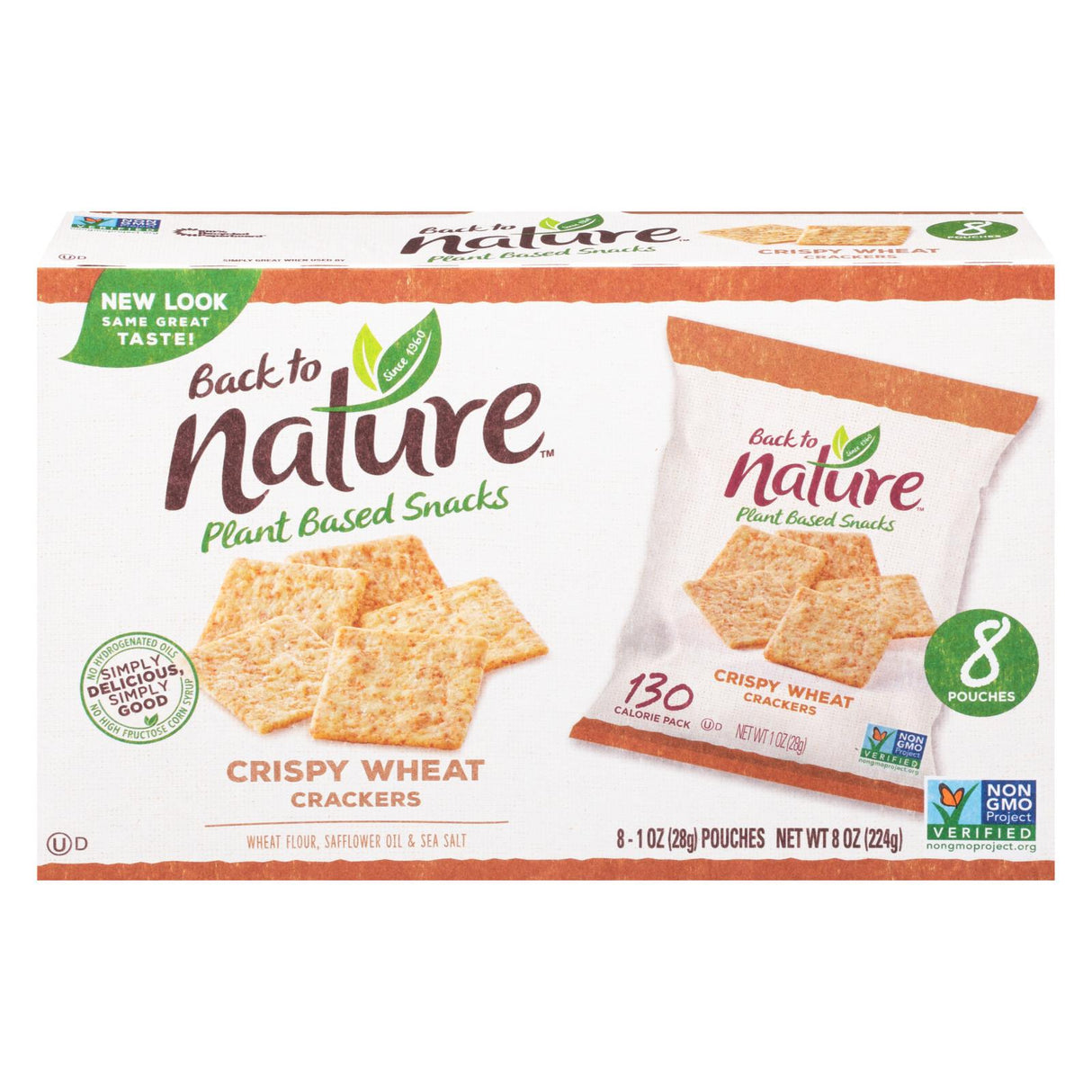 Back To Nature Crispy Wheat Crackers with Safflower Oil & Sea Salt, 4 - 1 Oz. Individual Packs - Cozy Farm 