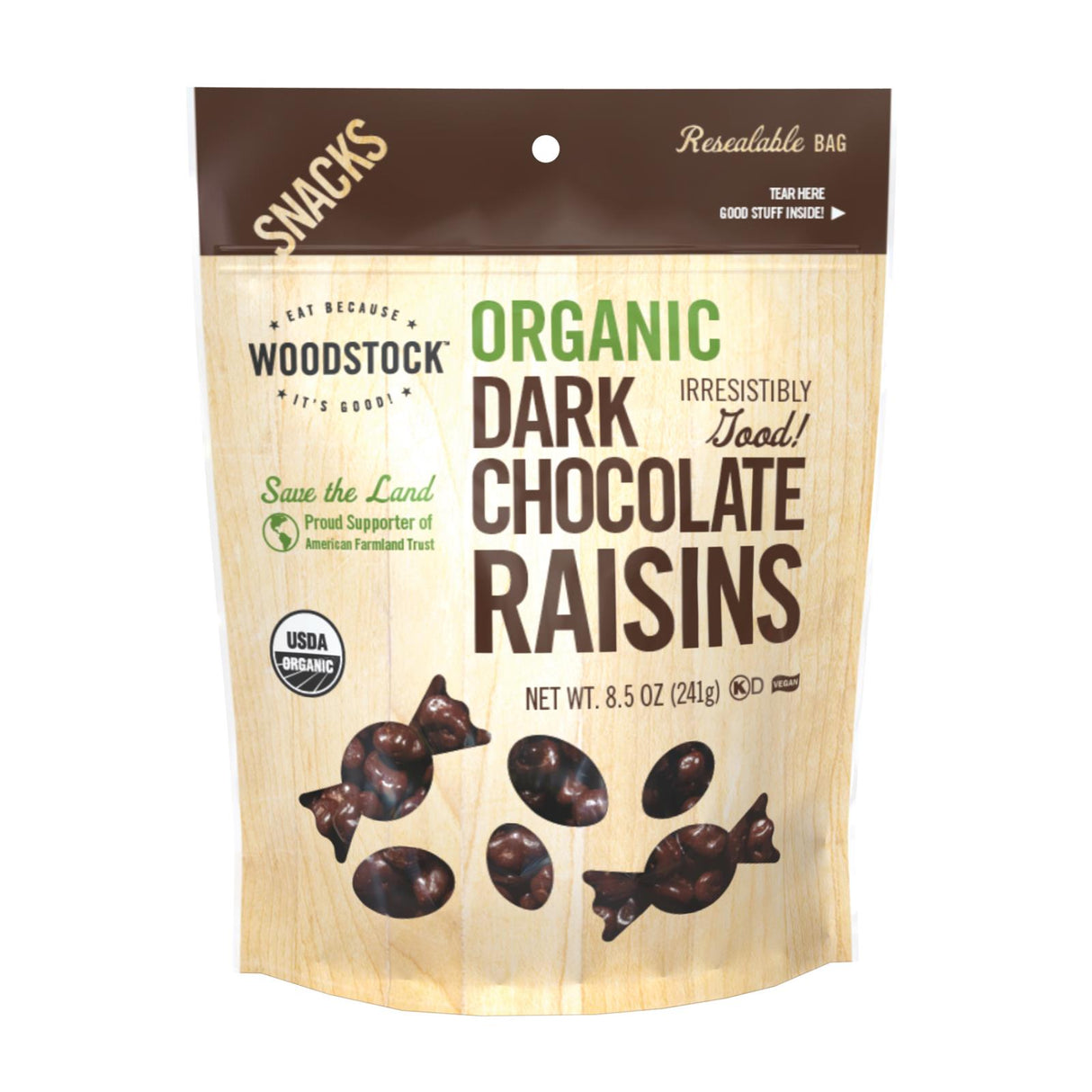 Woodstock Organic Dark Chocolate Raisins, Rich Flavorful Indulgence (8.5 Oz., Pack of 8) - Cozy Farm