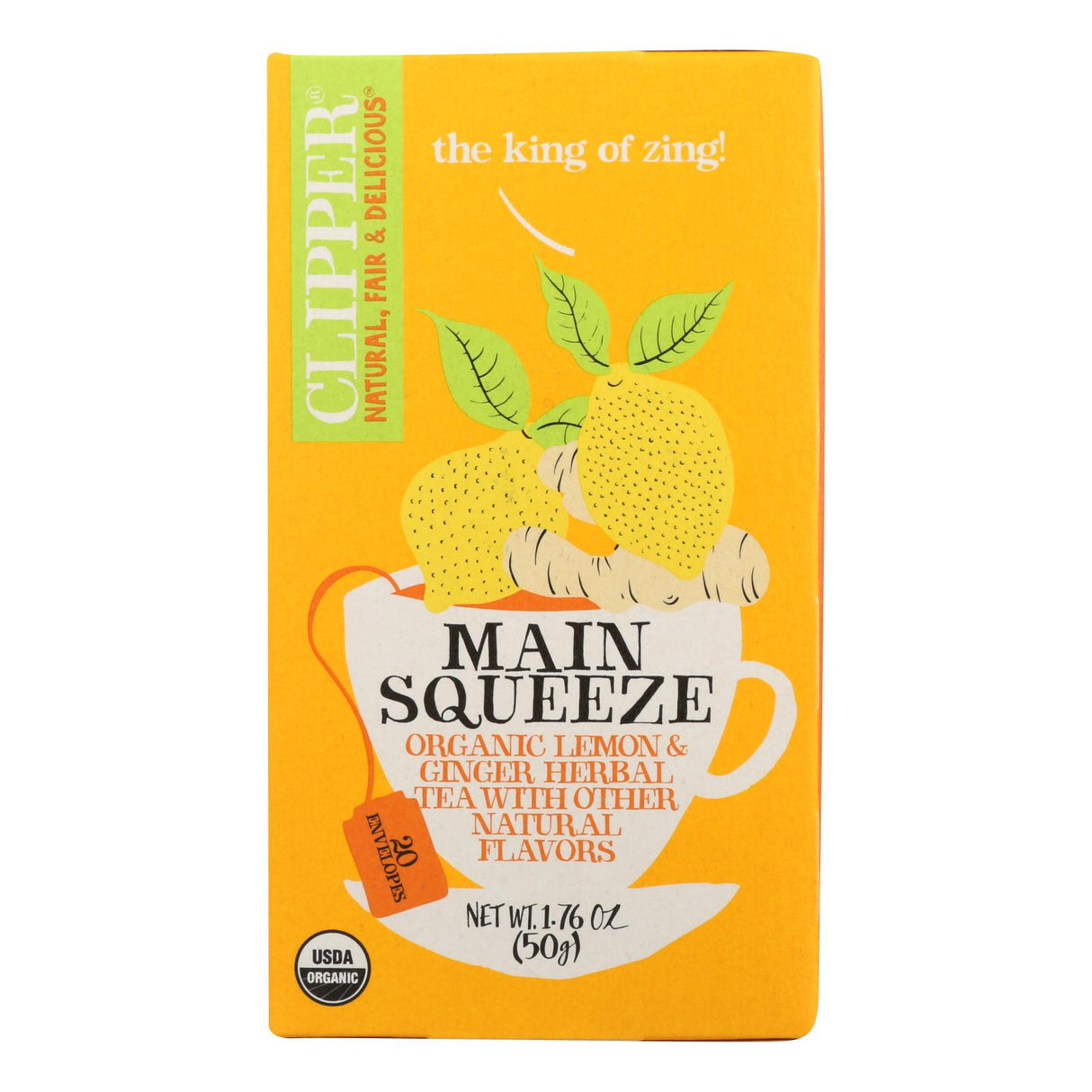Organic Tea Clipper Main Squeeze Tea Bags (Pack of 6 - 20 Bags) - Cozy Farm