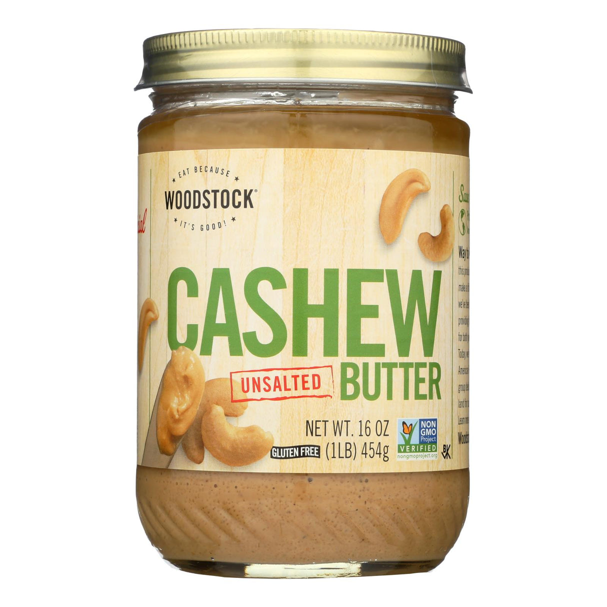 Woodstock Unsalted Creamy Cashew Butter, Non-GMO - 16 oz Case (Pack of 12) - Cozy Farm