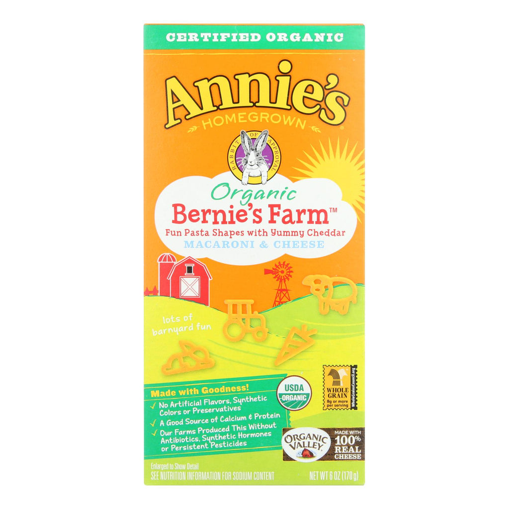 Annie's Homegrown Bernie's Farm Macaroni and Cheese Shapes, 6 oz, Pack of 12 - Cozy Farm 