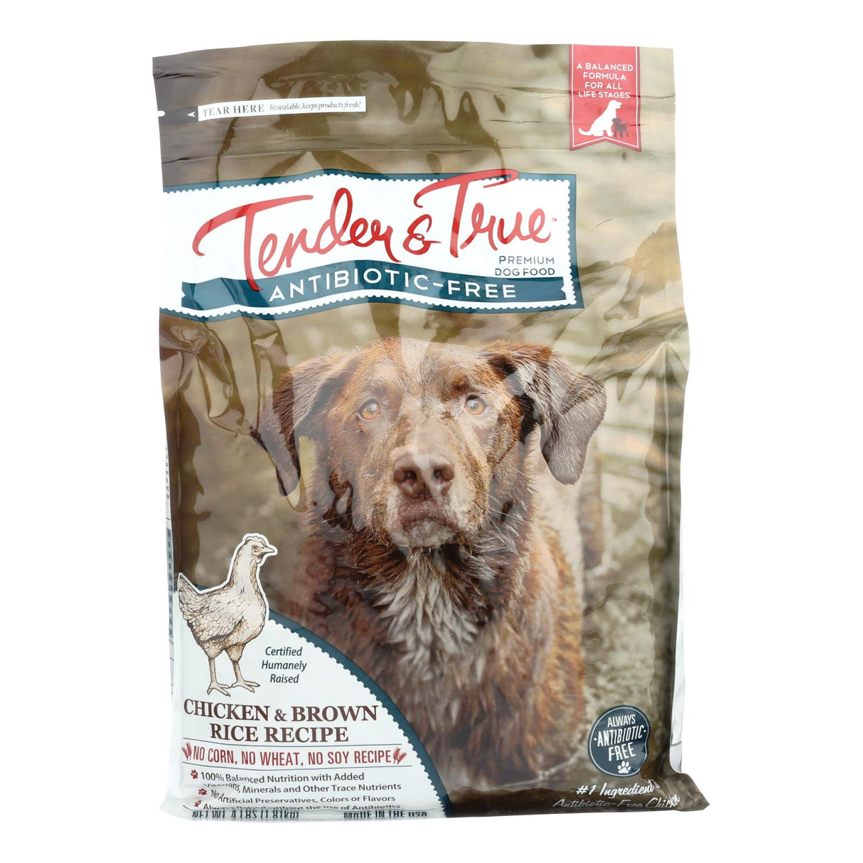 Tender & True Dog Food Chicken and Brown Rice - 6 x 4 lb Bags - Cozy Farm