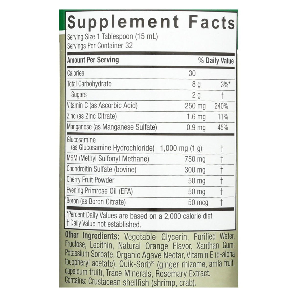 Nature's Answer Glucosamine & Chondroitin with MSM for Joint Relief - 16 oz - Cozy Farm