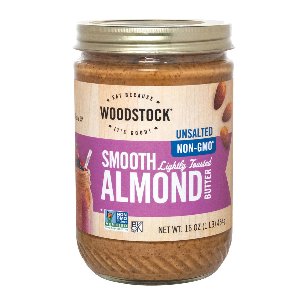 Woodstock Unsalted Non-GMO Smooth Lightly Toasted Almond Butter, 12-Pack, 16 oz Each - Cozy Farm