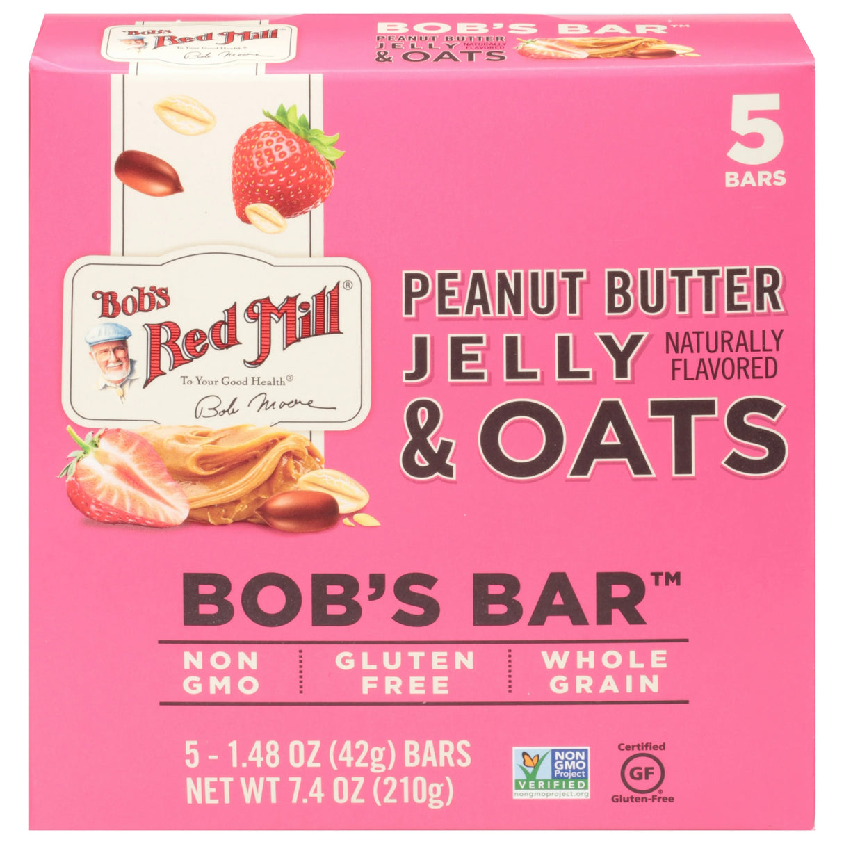 Bob's Red Mill - Peanut Butter Jelly Oat Bar, 7.4 oz (Pack of 6) - Gluten-Free Snack