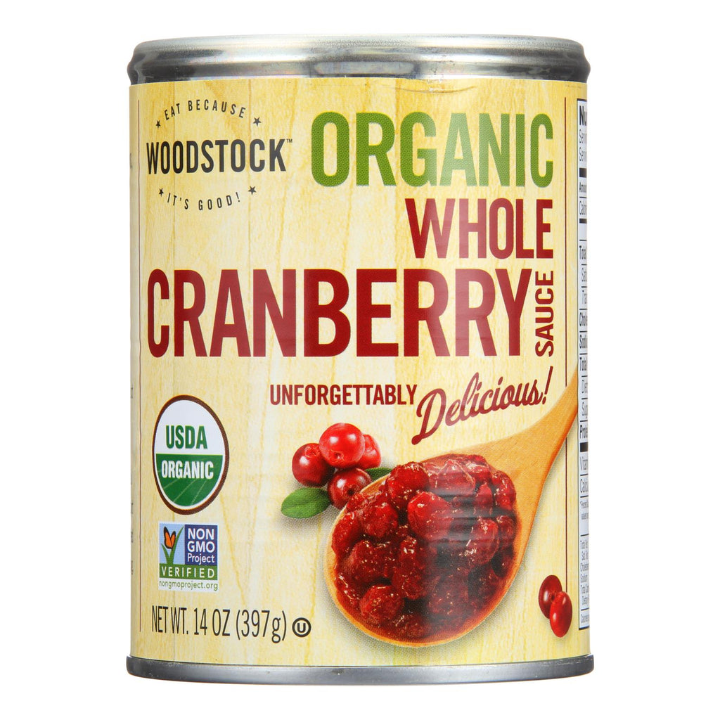 Woodstock Organic Cranberry Sauce Whole Berry - 14 Oz. Can, Case of 12 - Cozy Farm 
