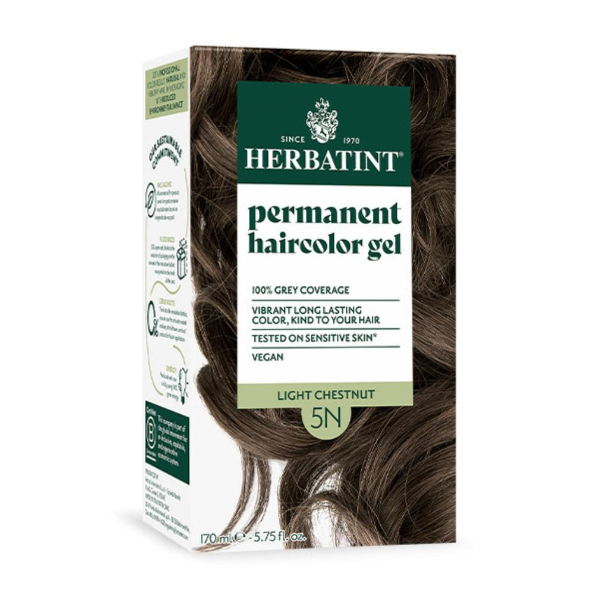 Herbatint 5N Light Chestnut Hair Color - Natural & Permanent - 5.75 fl oz