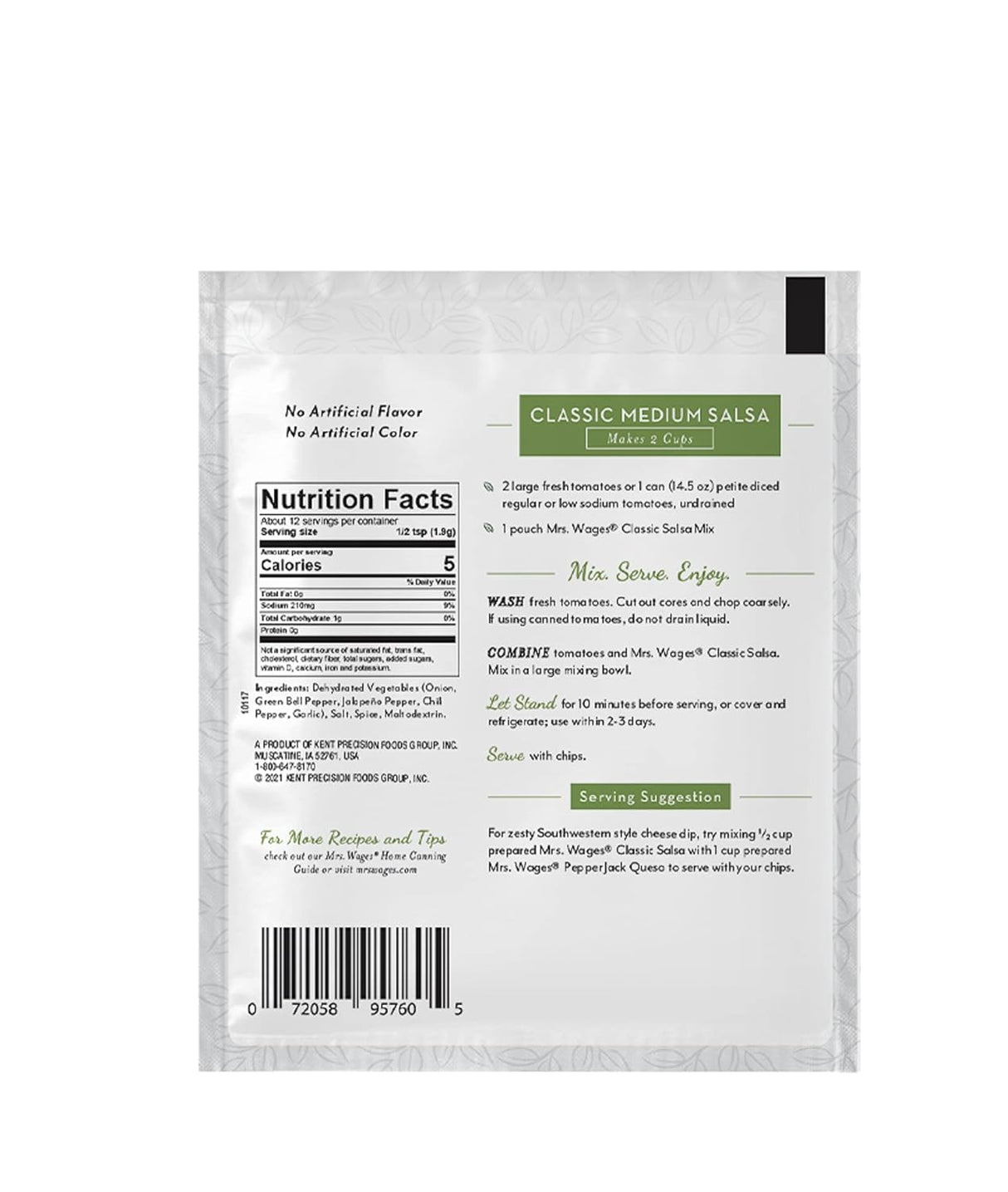 Mrs. Wages Classic Salsa Seasoning Mix, Medium, 12 - .8 Oz. Pk. - Cozy Farm