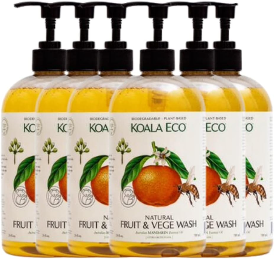 Koala Eco Fruit & Vegetable Wash Mandarin, 16.9 fl oz (Pack of 6) - Natural Food Cleaner
