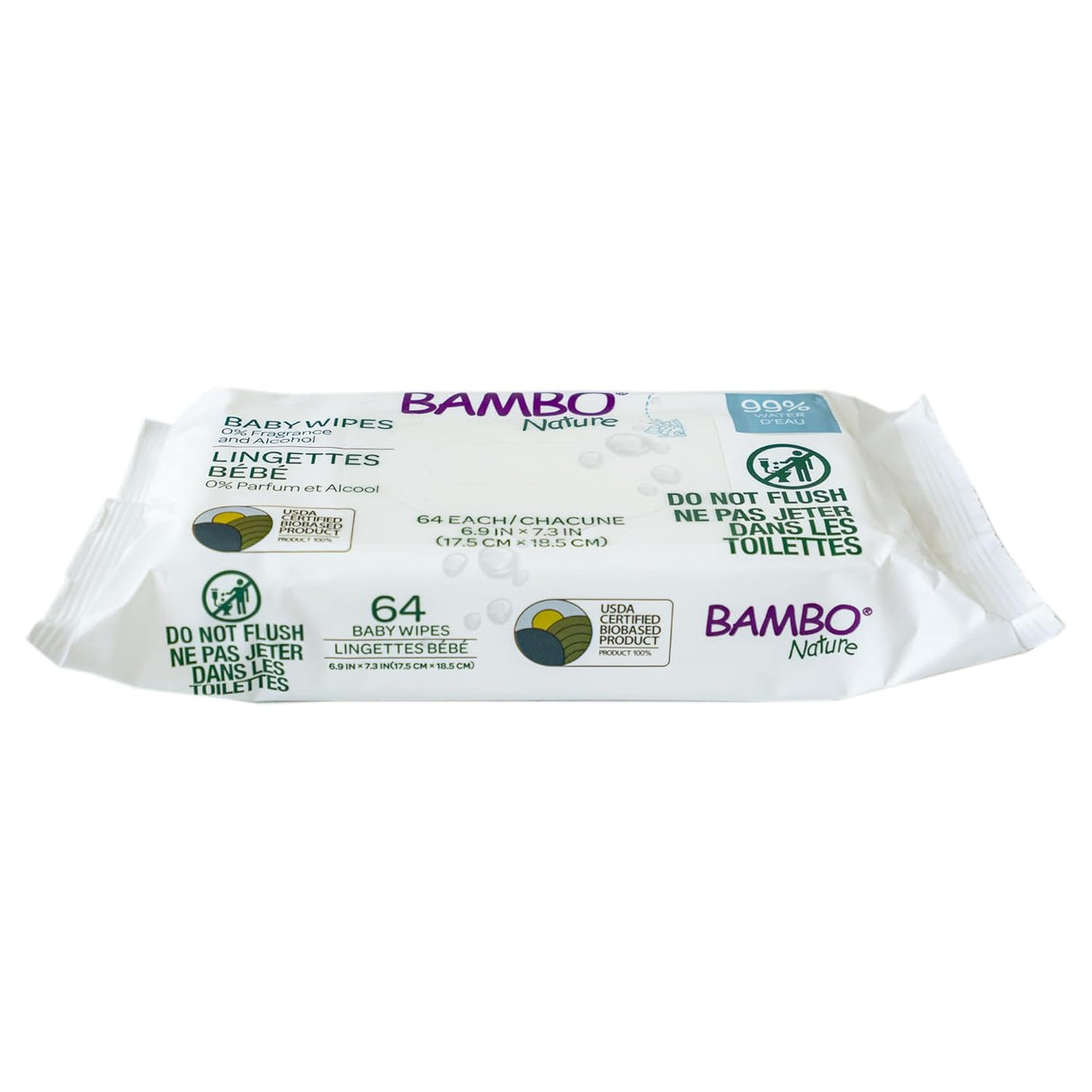Bambo Nature Organic Baby Wipes: 99% Water (Pack of 12, 64 ct. Each) - Cozy Farm