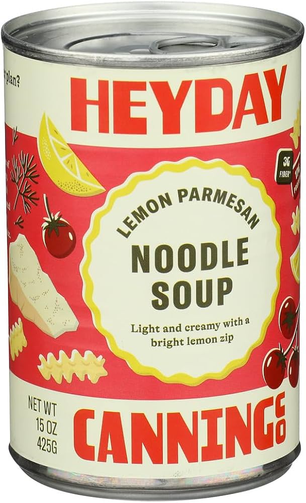 Heyday Canning Co. - Lemon Parmesan Noodle Soup, 15 oz (Pack of 12) - Gourmet Comfort Food
