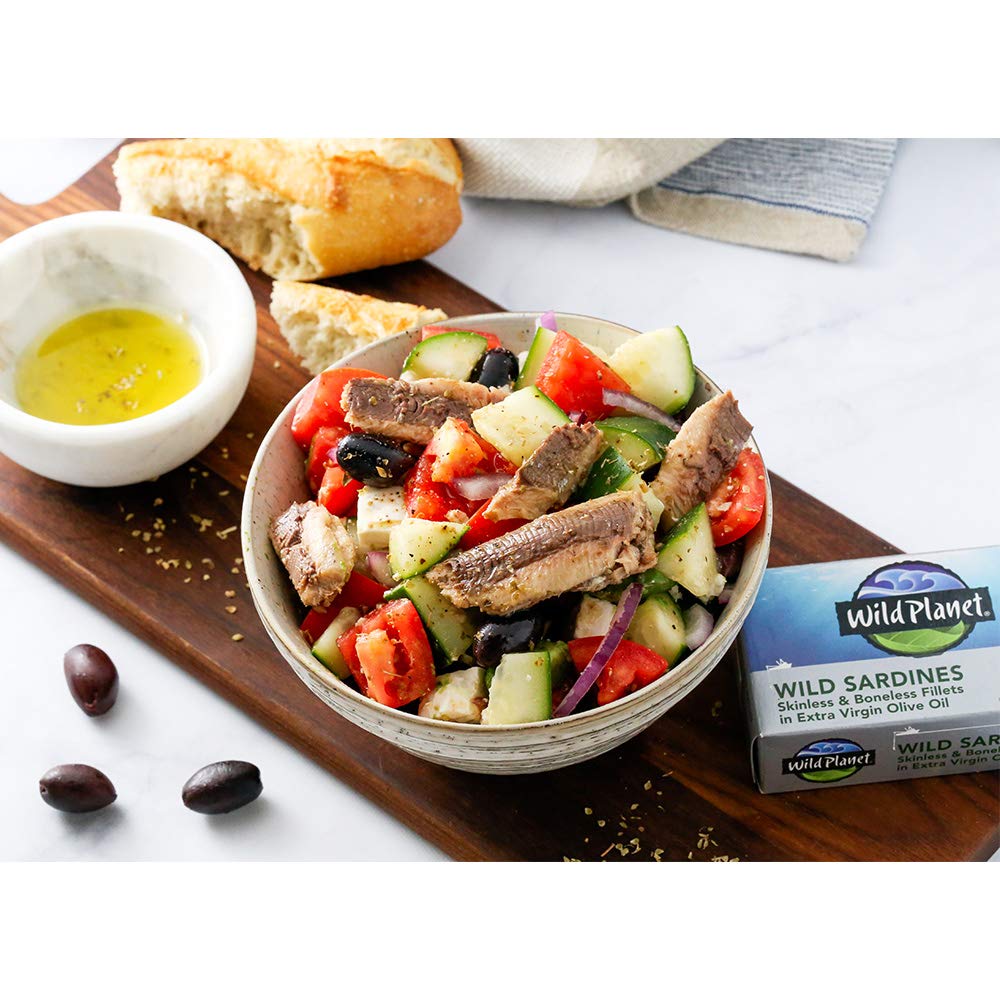 Wild Planet Wild Sardines - Skinless & Boneless Fillets in Water (Case of 12) | 4.25 Oz Cans | High Protein, Omega-3s, Kosher, Sustainably Sourced Seafood