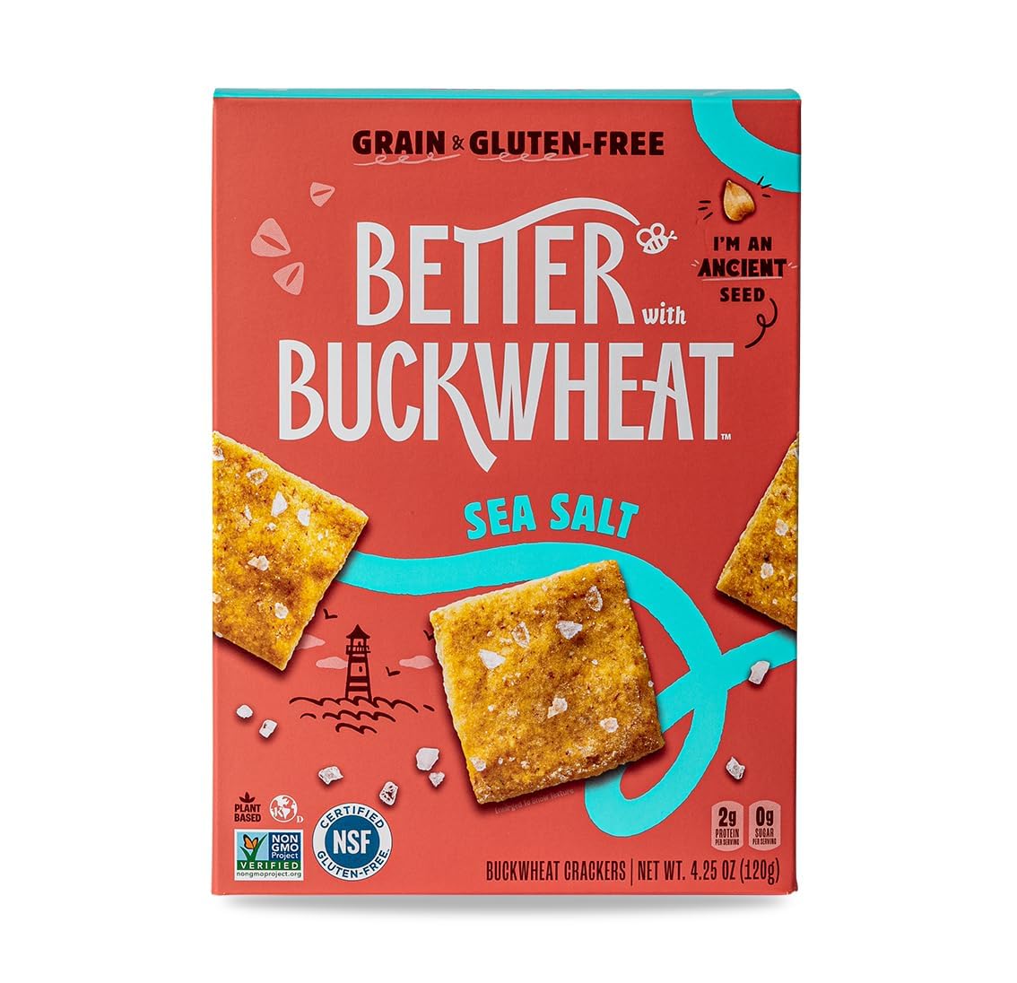 Better With Buckwheat - Sea Salt Crackers, 4.25 oz (Pack of 6) - Gluten-Free Snacks
