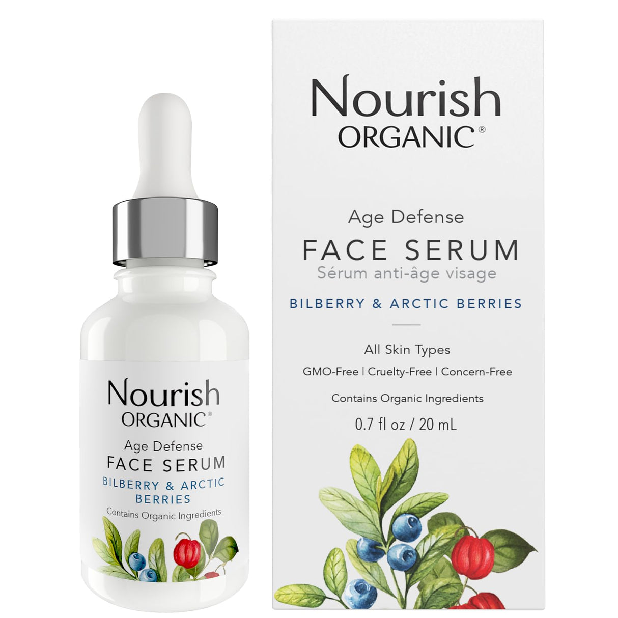Nourish Organics Age Defense Face Serum, 0.7 Fl Oz – Certified Organic Anti-Aging Serum