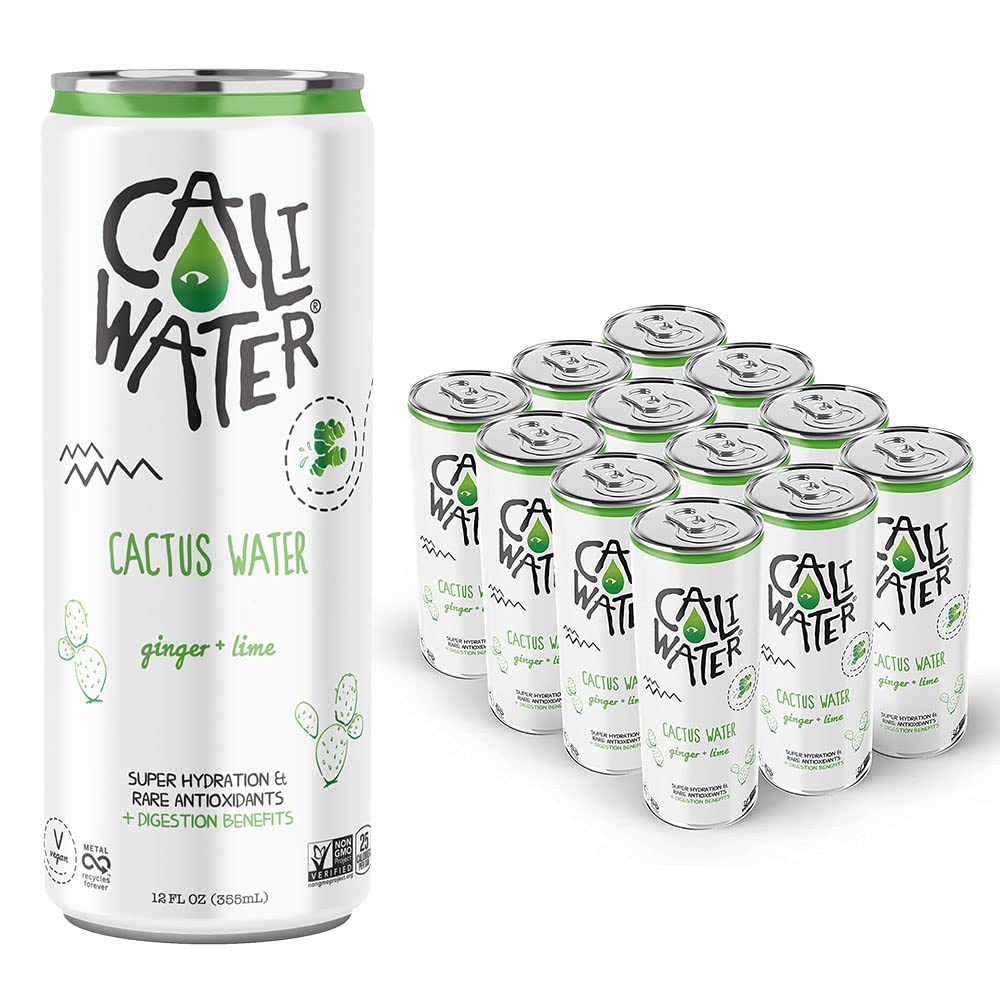 Caliwater Cactus Water: 12-Pack Bottles, Refreshing Ginger Lime, 12 fl oz Each - Cozy Farm