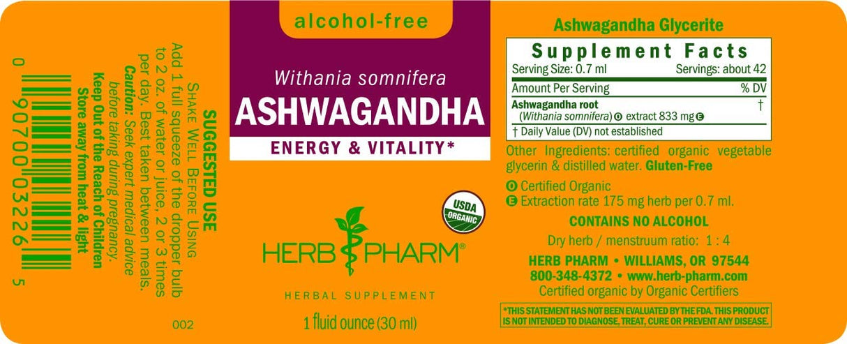 Herb Pharm Ashwagandha Glycerite - 1 Fl Oz - Cozy Farm