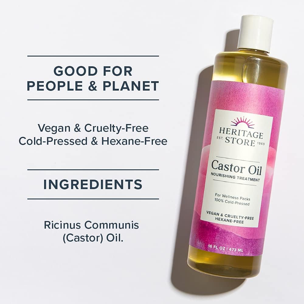 Heritage Products Hexane-Free Castor Oil, 16 Fl Oz