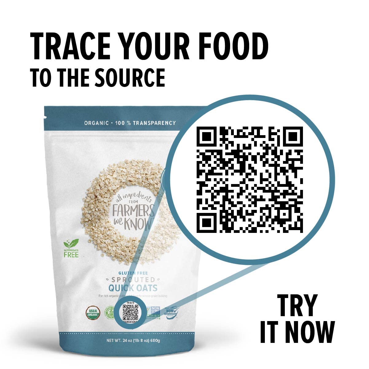 One Degree Organic Sprouted Quick Oats (Pack of 4 - 24 Ounces) - Cozy Farm